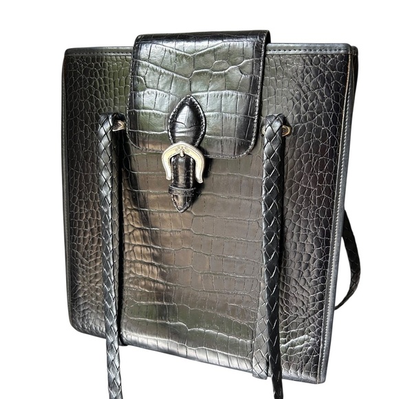 Vintage Brighton Croc Embossed Leather Shoulder Bag (1996) - Picture 2 of 11